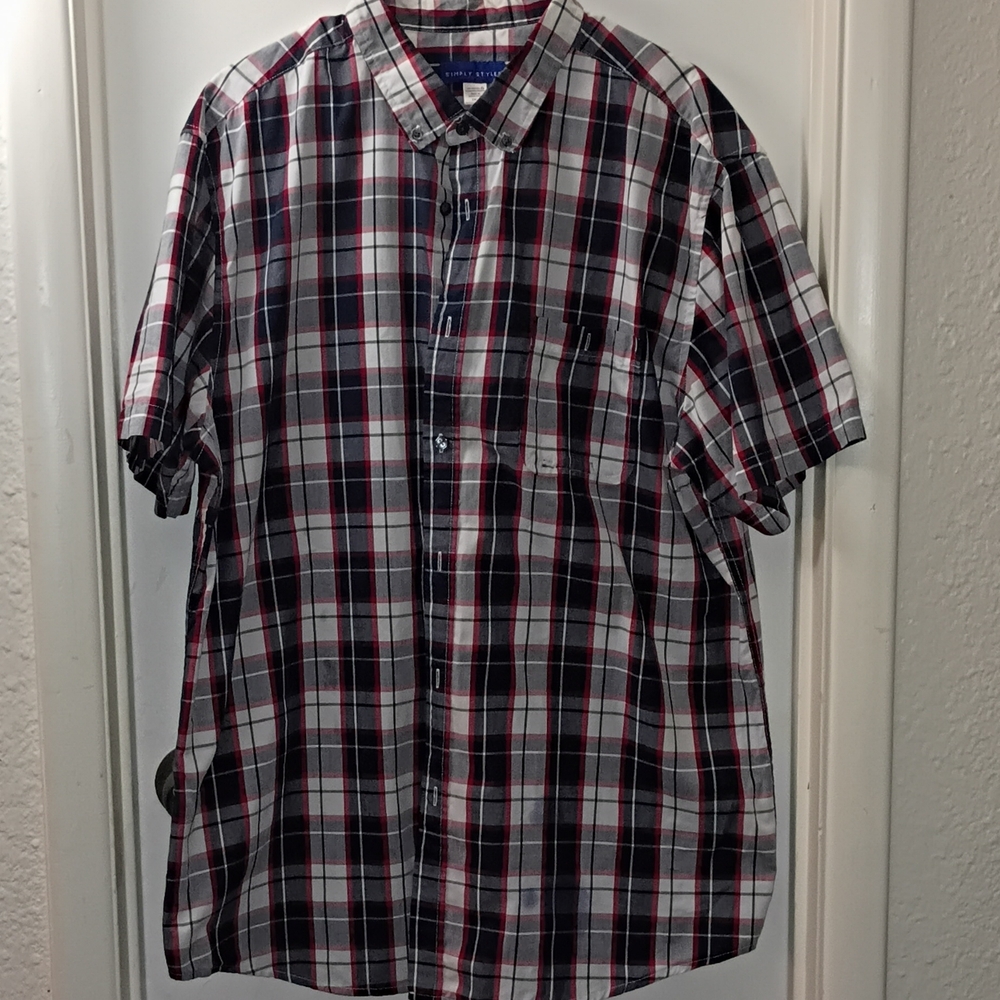 Simply Styled Men's Red and Black Plaid Button Down Shirt